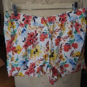 St. John's Bay Floral Drawstring Shorts - White, Red, Yellow, Blue, Green